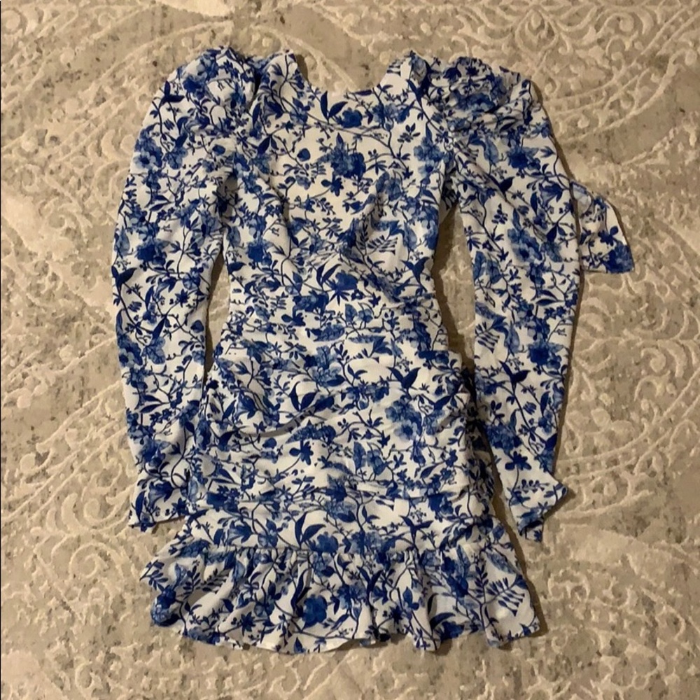 blue floral in the style dress